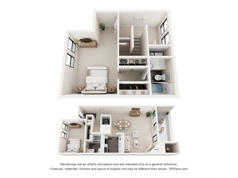 Floor plan for 2 beds, 2 baths, 1210 sqft